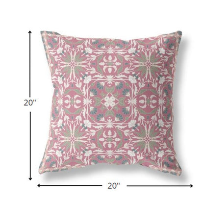 18” Magenta White Paisley Indoor Outdoor Throw Pillow