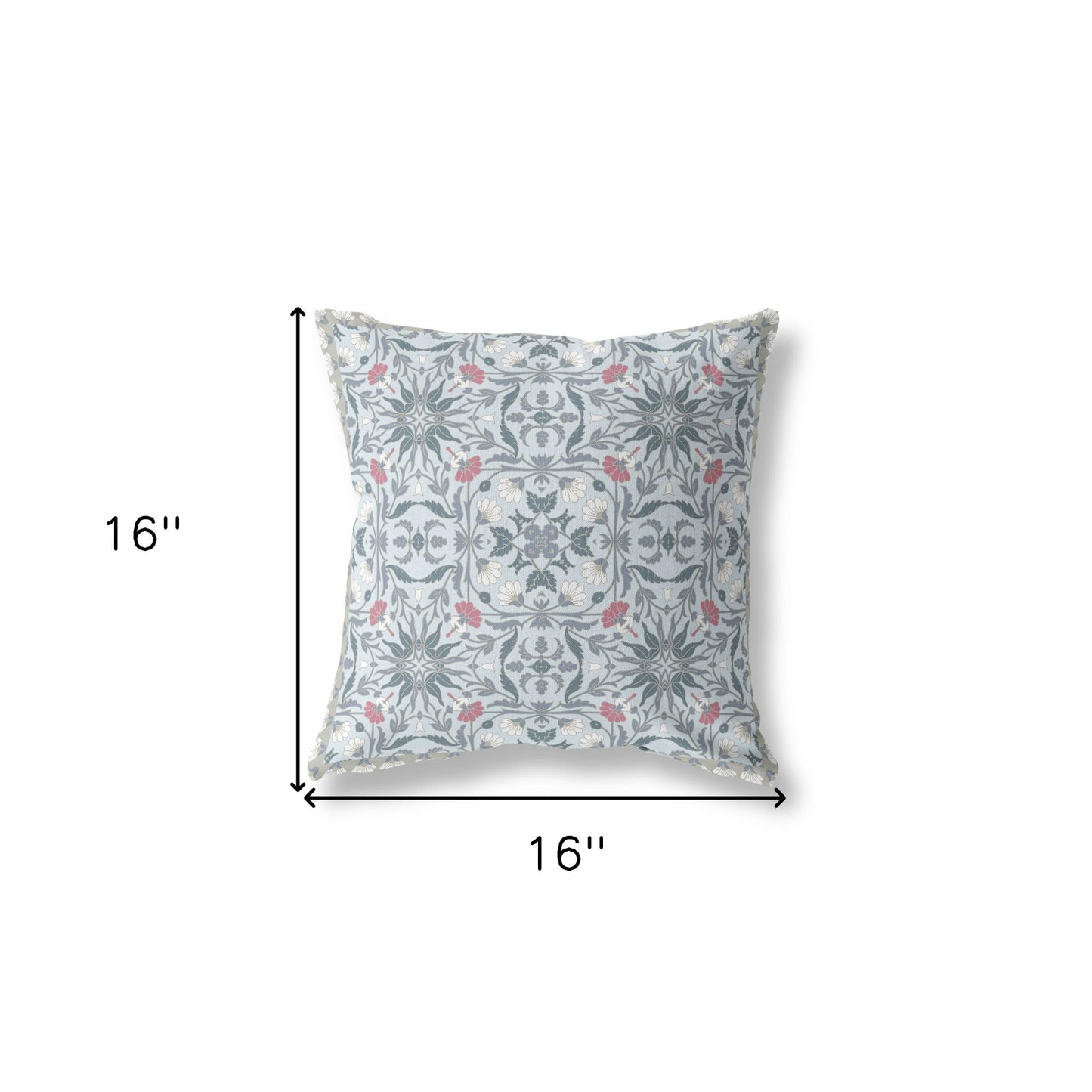 16?ǥ Powder Blue Paisley Indoor Outdoor Throw Pillow