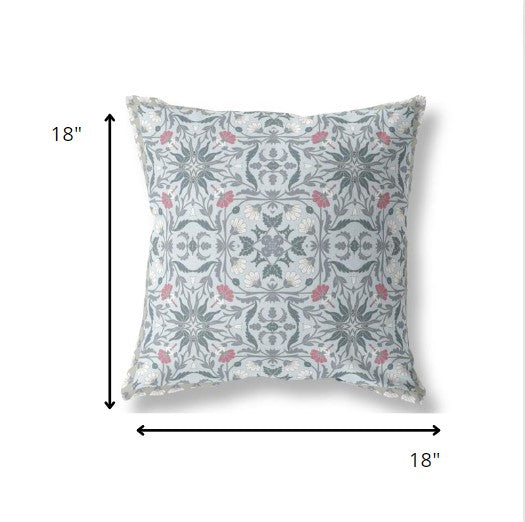 18” Powder Blue Paisley Indoor Outdoor Throw Pillow