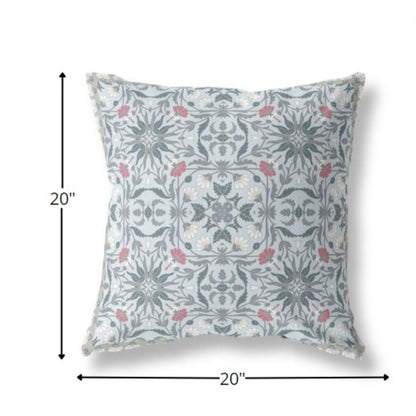 18” Powder Blue Paisley Indoor Outdoor Throw Pillow