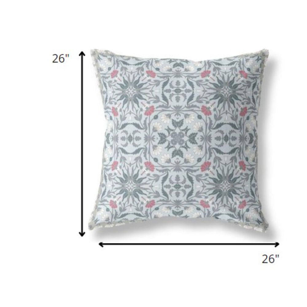 18” Powder Blue Paisley Indoor Outdoor Throw Pillow