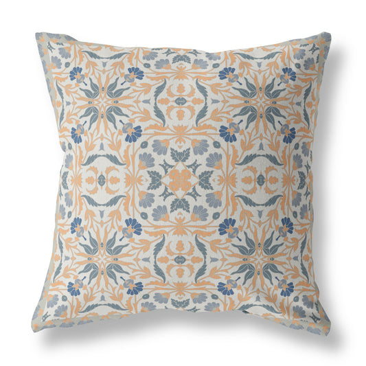 16?ǥ Gray Orange Paisley Indoor Outdoor Throw Pillow