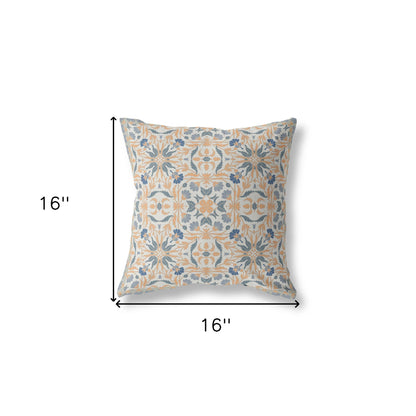 16?ǥ Gray Orange Paisley Indoor Outdoor Throw Pillow