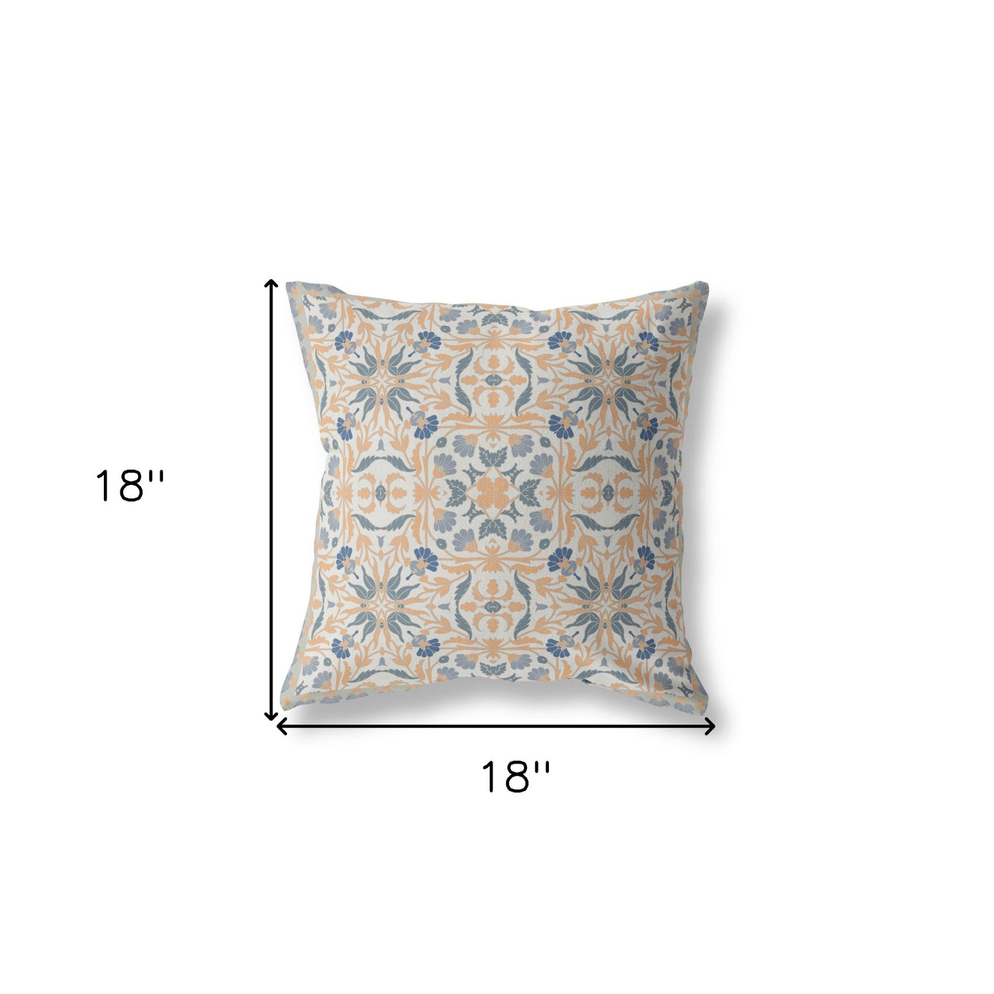 18” Gray Orange Paisley Indoor Outdoor Throw Pillow