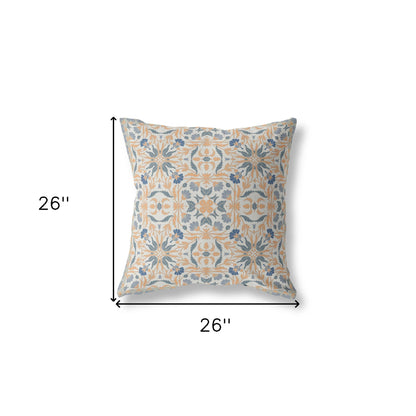 18” Gray Orange Paisley Indoor Outdoor Throw Pillow