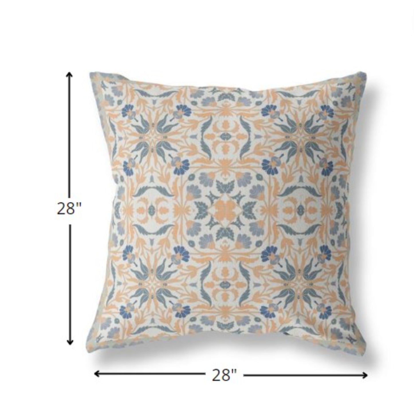 18” Gray Orange Paisley Indoor Outdoor Throw Pillow