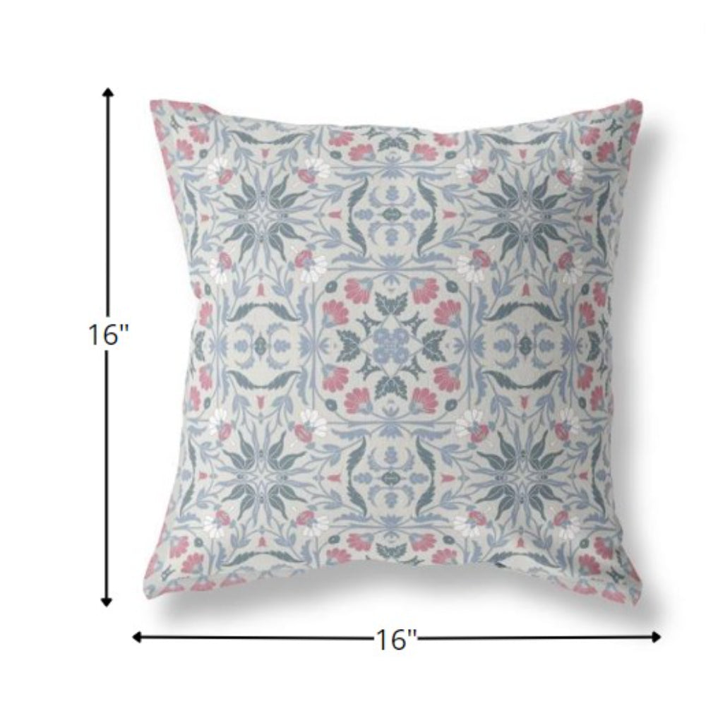 16?ǥ Pink Gray Paisley Indoor Outdoor Throw Pillow