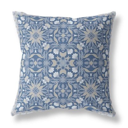 16?ǥ Blue Gray Paisley Indoor Outdoor Throw Pillow