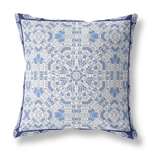 16?ǥ Blue Gray Geostar Indoor Outdoor Throw Pillow