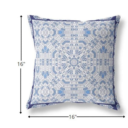 16?ǥ Blue Gray Geostar Indoor Outdoor Throw Pillow