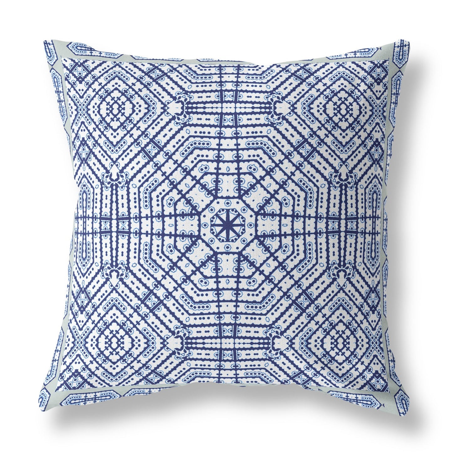 16?ǥ Navy White Geostar Indoor Outdoor Throw Pillow