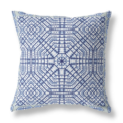 16?ǥ Navy White Geostar Indoor Outdoor Throw Pillow