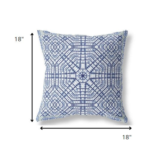 18” Navy White Geostar Indoor Outdoor Throw Pillow