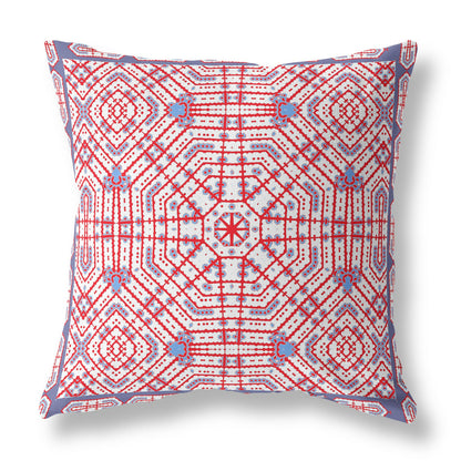 16?ǥ Red White Geostar Indoor Outdoor Throw Pillow