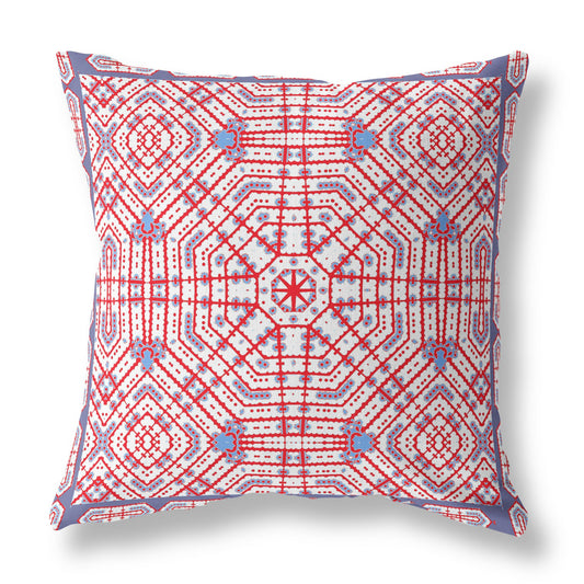 16?ǥ Red White Geostar Indoor Outdoor Throw Pillow