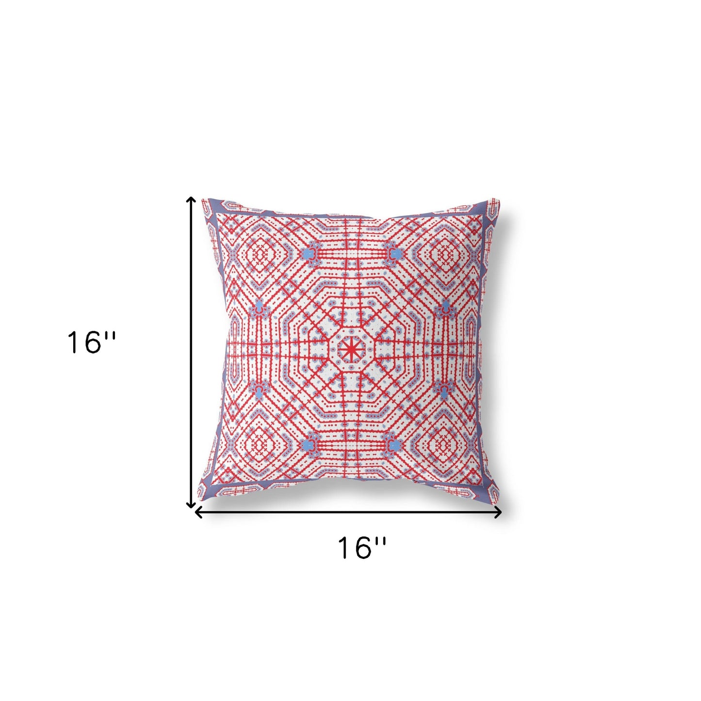 16?ǥ Red White Geostar Indoor Outdoor Throw Pillow