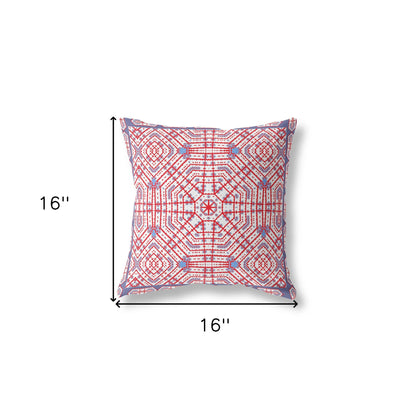 16?ǥ Red White Geostar Indoor Outdoor Throw Pillow