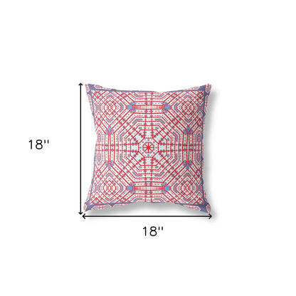 18” Red White Geostar Indoor Outdoor Throw Pillow