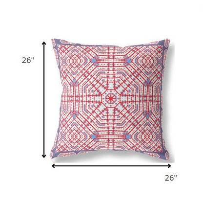 18” Red White Geostar Indoor Outdoor Throw Pillow