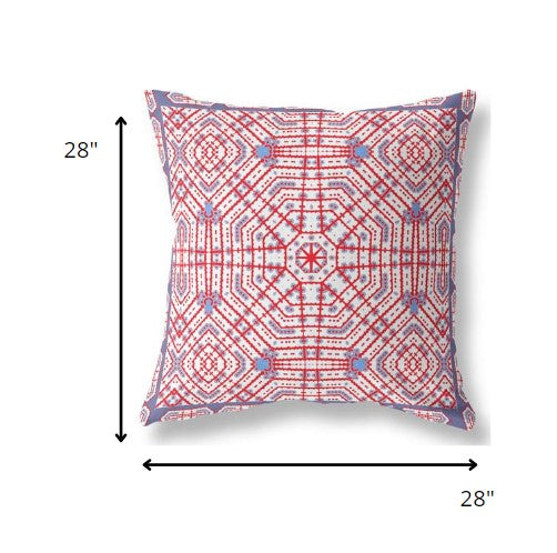 18” Red White Geostar Indoor Outdoor Throw Pillow