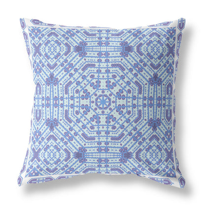 16?ǥ Cyan Blue Geostar Indoor Outdoor Throw Pillow