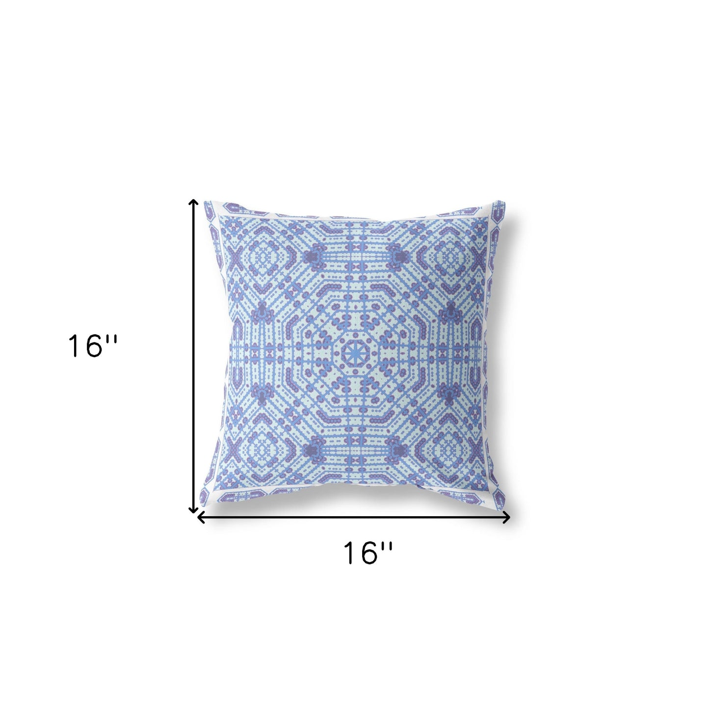 16?ǥ Cyan Blue Geostar Indoor Outdoor Throw Pillow