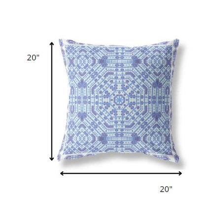 18” Cyan Blue Geostar Indoor Outdoor Throw Pillow