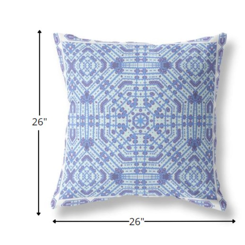 18” Cyan Blue Geostar Indoor Outdoor Throw Pillow