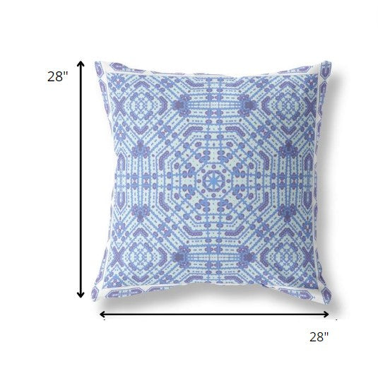 18” Cyan Blue Geostar Indoor Outdoor Throw Pillow