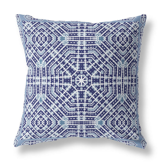 16?ǥ Indigo Blue Geostar Indoor Outdoor Throw Pillow