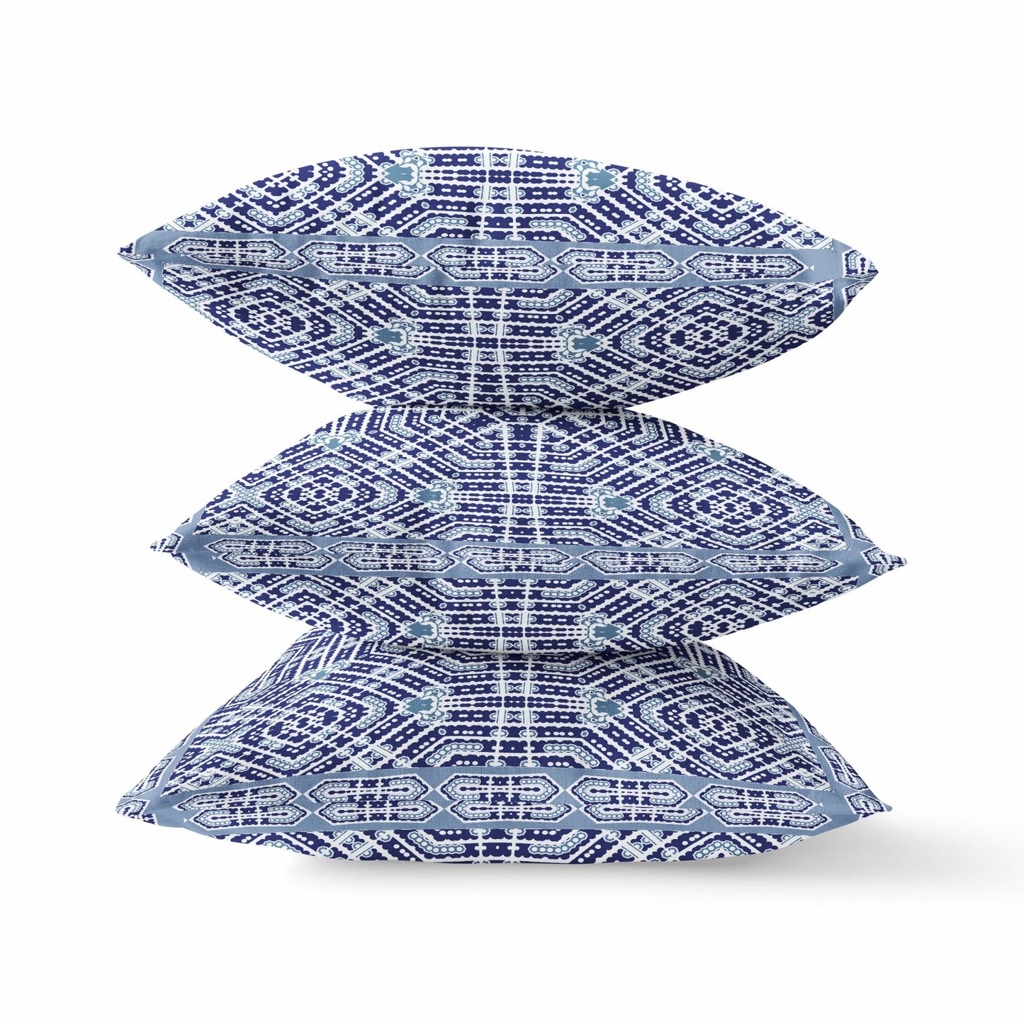 16?ǥ Indigo Blue Geostar Indoor Outdoor Throw Pillow