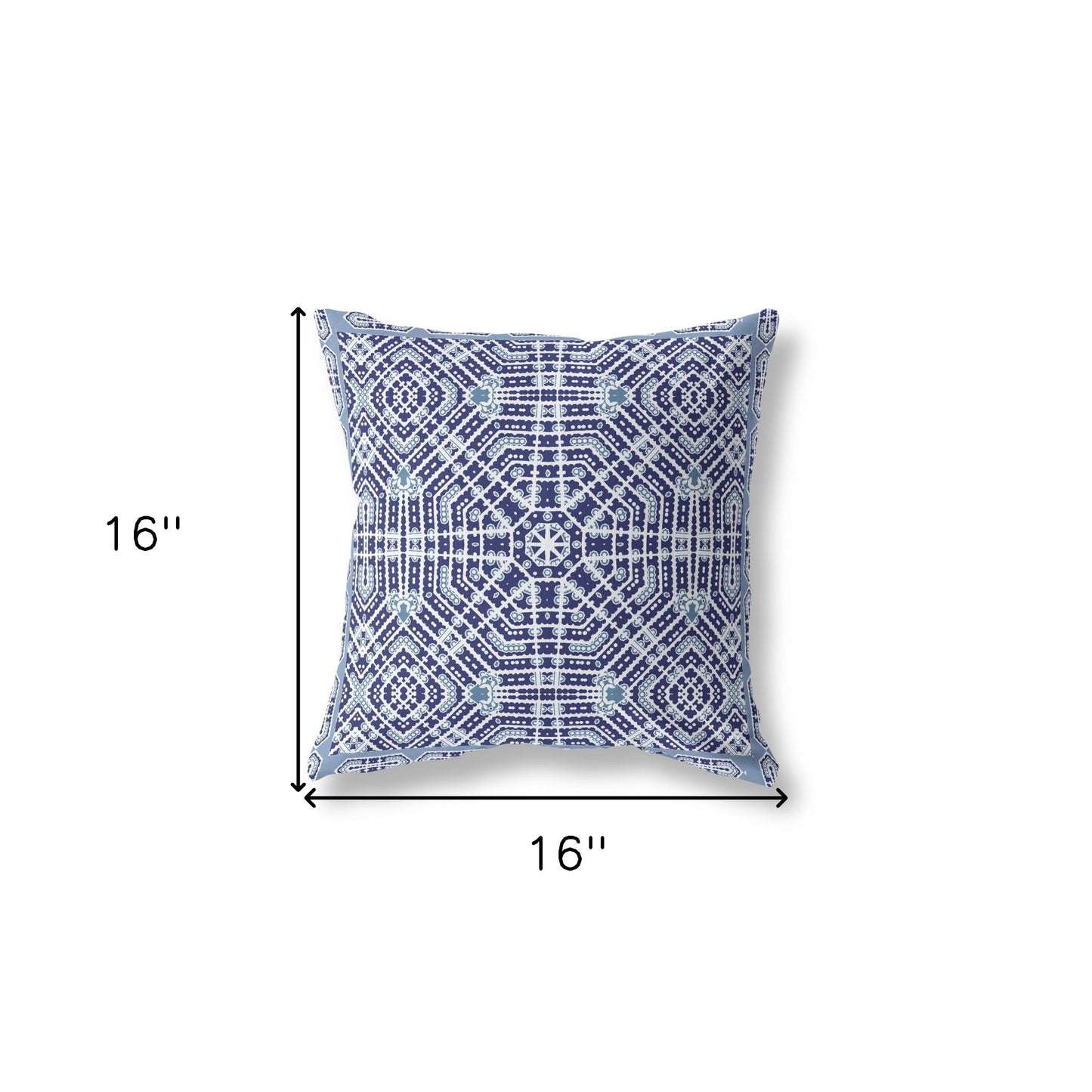 16?ǥ Indigo Blue Geostar Indoor Outdoor Throw Pillow