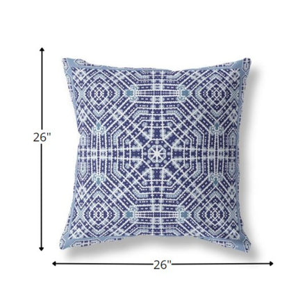 18” Indigo Blue Geostar Indoor Outdoor Throw Pillow