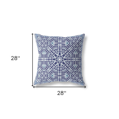 18” Indigo Blue Geostar Indoor Outdoor Throw Pillow