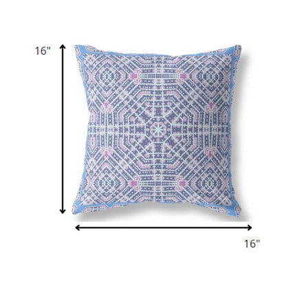 16?ǥ Lilac Blue Geostar Indoor Outdoor Throw Pillow