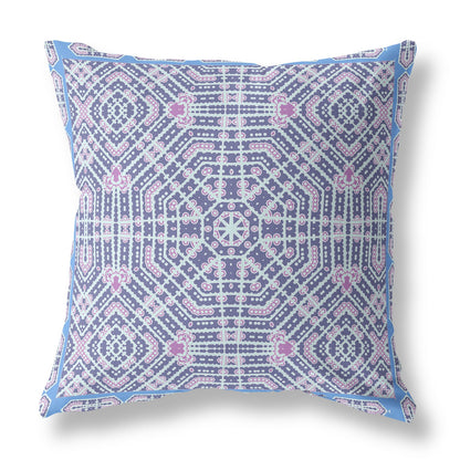 18” Lilac Blue Geostar Indoor Outdoor Throw Pillow