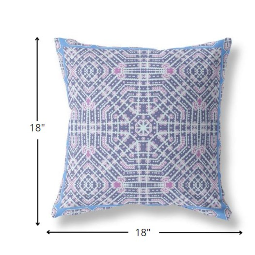 18” Lilac Blue Geostar Indoor Outdoor Throw Pillow