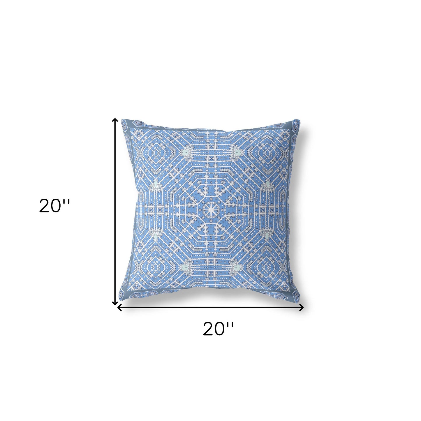 18” Blue White Geostar Indoor Outdoor Throw Pillow