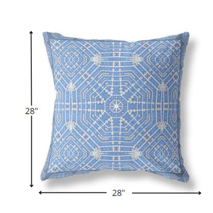 18” Blue White Geostar Indoor Outdoor Throw Pillow