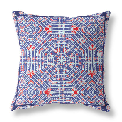 16?ǥ Blue Red Geostar Indoor Outdoor Throw Pillow