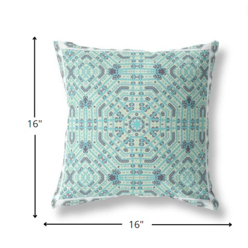 16?ǥ Aqua Geostar Indoor Outdoor Throw Pillow