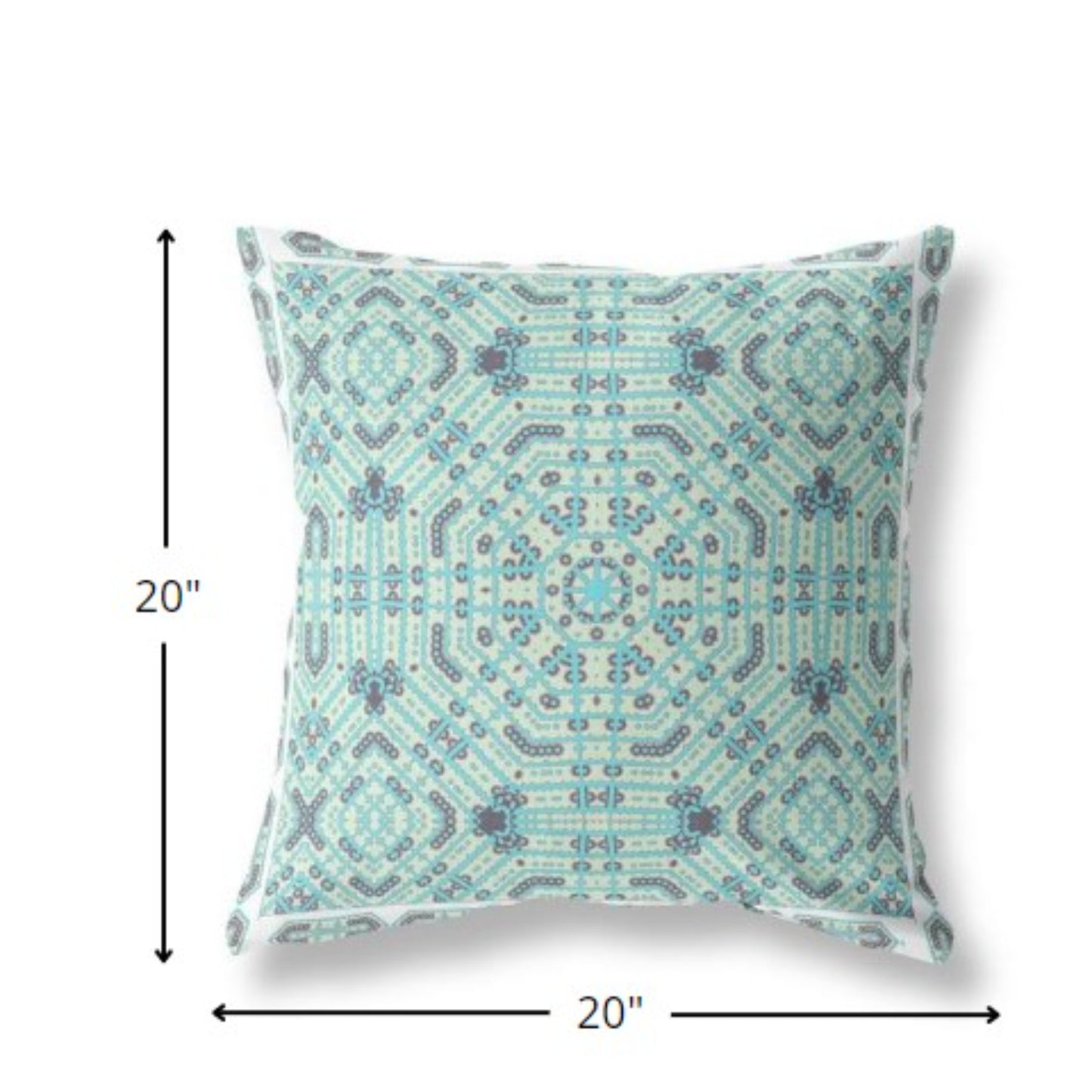 18” Aqua Geostar Indoor Outdoor Throw Pillow