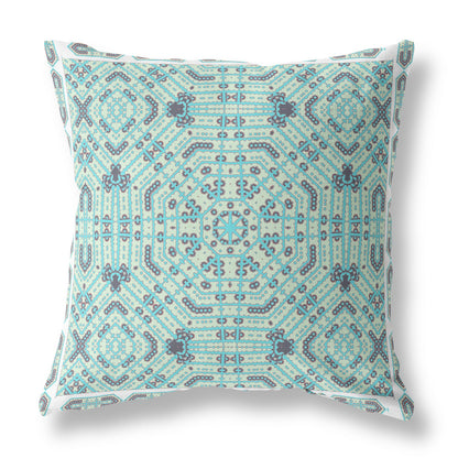 18” Aqua Geostar Indoor Outdoor Throw Pillow