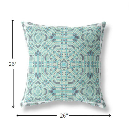 18” Aqua Geostar Indoor Outdoor Throw Pillow