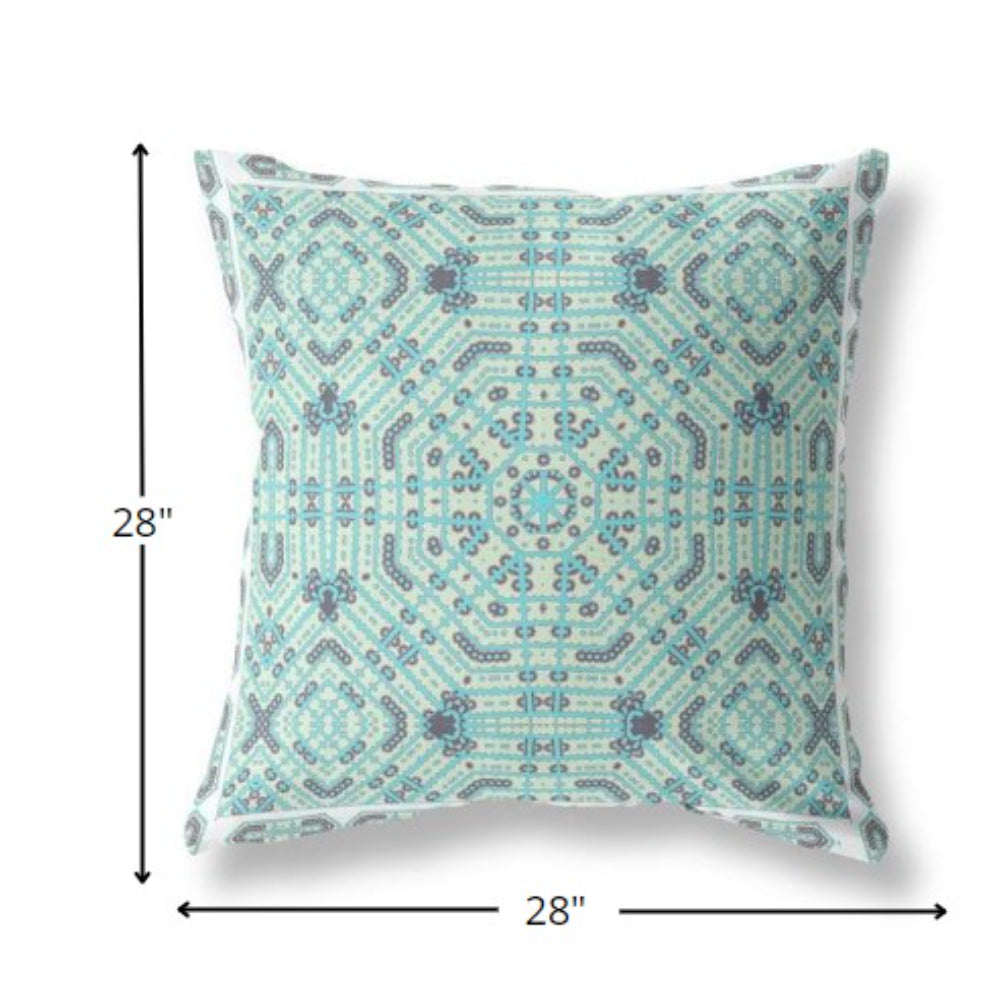 18” Aqua Geostar Indoor Outdoor Throw Pillow