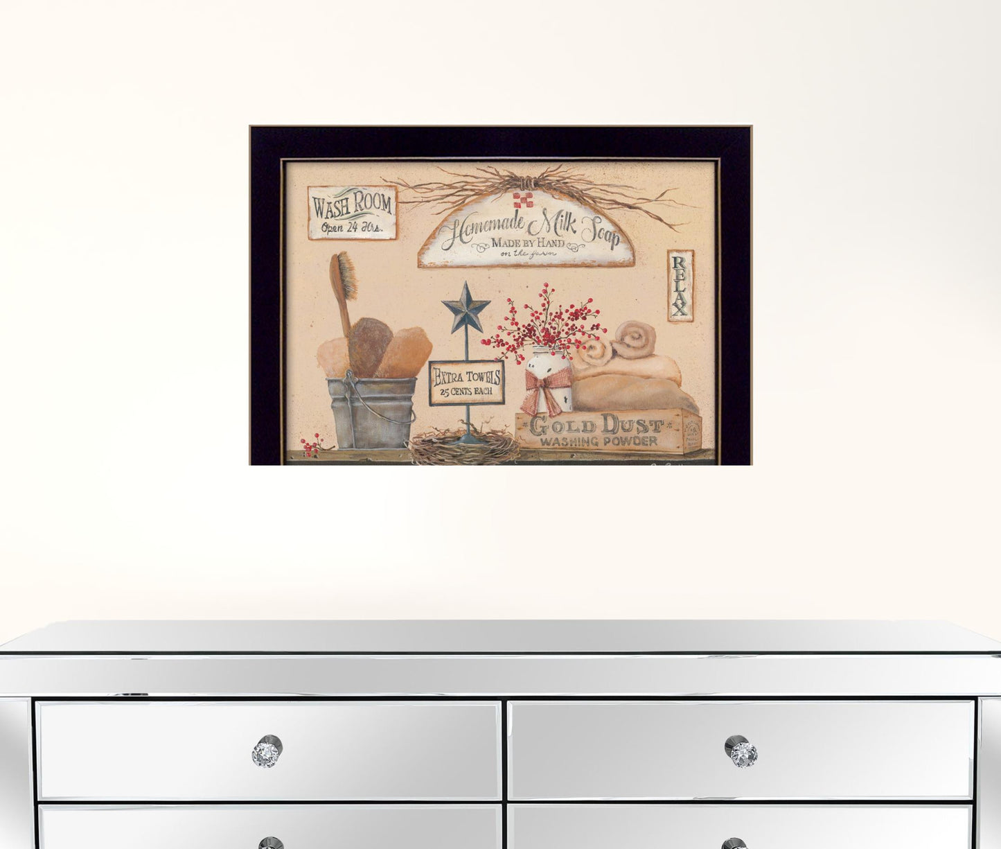 Wash Room 1 Black Framed Print Bathroom Wall Art