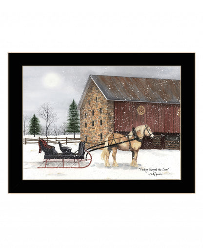 Dashing Through The Snow 1 White Framed Print Wall Art