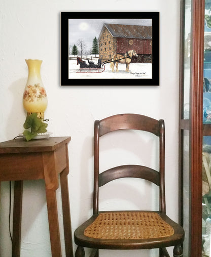 Dashing Through The Snow 1 White Framed Print Wall Art