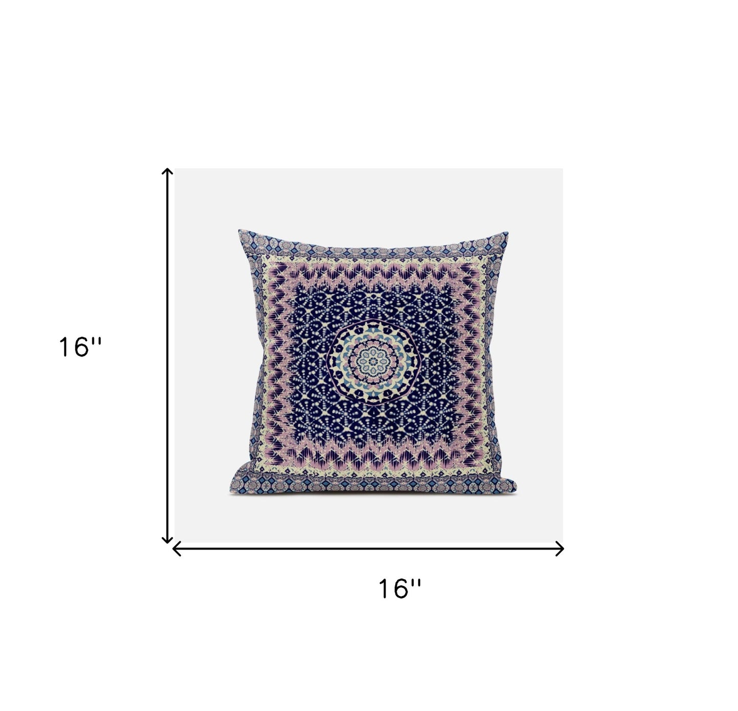 16" X 16" Grey And Blue Blown Seam Floral Indoor Outdoor Throw Pillow