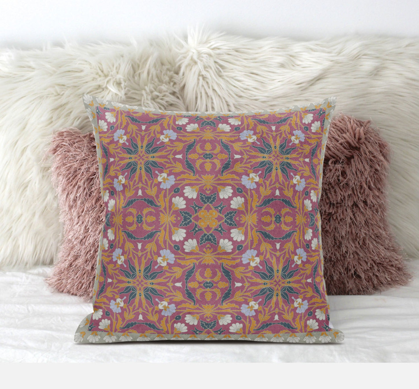 16" X 16" Orange And White Blown Seam Paisley Indoor Outdoor Throw Pillow